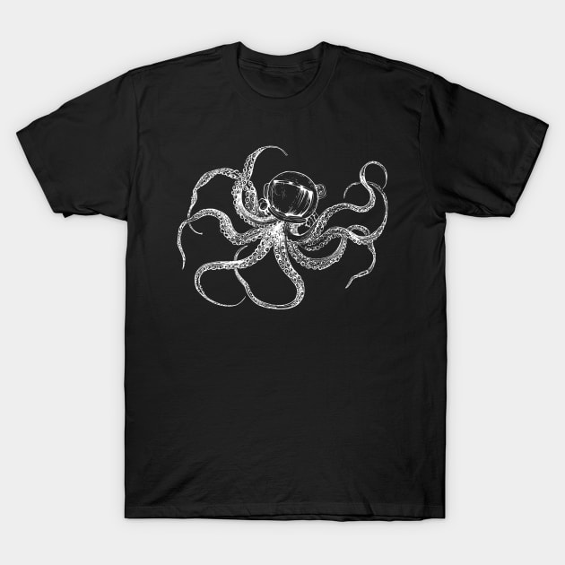 Astronauts octopus, surreal art design T-Shirt by Unelmoija